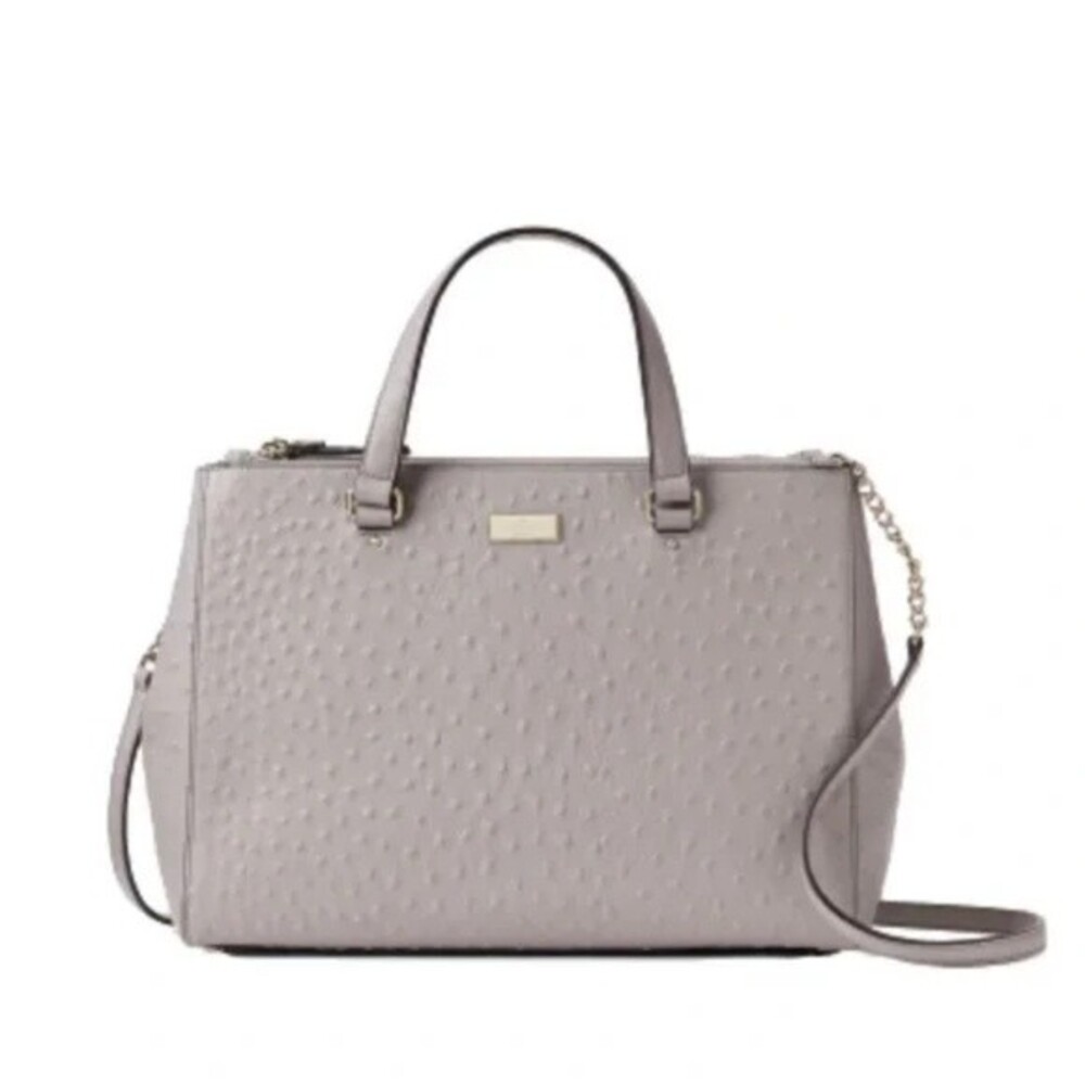 EUC Kate Spade New Bristol Drive Loden Grey Ostrich Embossed Leather Satchel